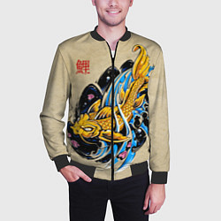 Бомбер мужской Золотая рыба кои, цвет: 3D-черный — фото 2