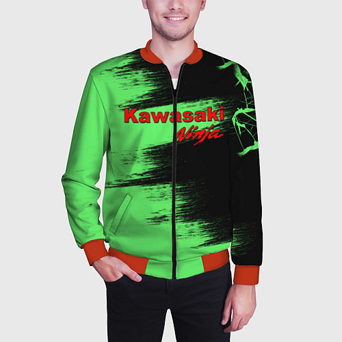 Мужской бомбер Kawasaki / 3D-Красный – фото 3