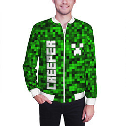 Бомбер мужской MINECRAFT CREEPER, цвет: 3D-белый — фото 2