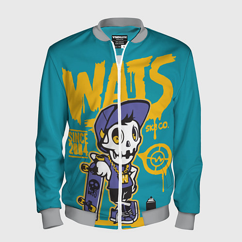 Мужской бомбер Граффити Wats череп в кепке / 3D-Меланж – фото 1