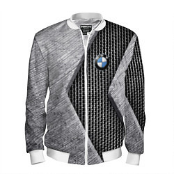 Бомбер мужской BMW - emblem - metal - texture, цвет: 3D-белый