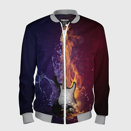 Мужской бомбер Гитара огня / 3D-Меланж – фото 1