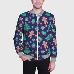 Бомбер мужской Новый год, цвет: 3D-меланж — фото 2