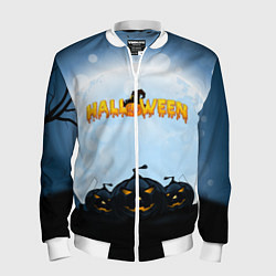 Бомбер мужской Halloween Pumpkin, цвет: 3D-белый