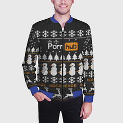 Бомбер мужской Christmas PornHub, цвет: 3D-синий — фото 2