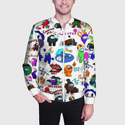 Бомбер мужской AMONG US STICKERBOMBING, цвет: 3D-белый — фото 2
