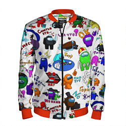 Бомбер мужской AMONG US STICKERBOMBING, цвет: 3D-красный