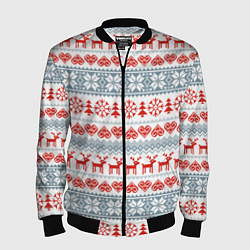 Мужской бомбер Новогодний пиксельный узор