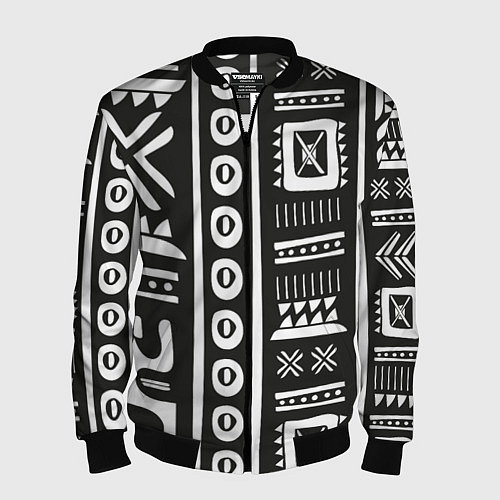 Мужской бомбер Этнический узор / 3D-Черный – фото 1