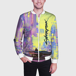 Бомбер мужской Cyberpunk 2077, цвет: 3D-белый — фото 2