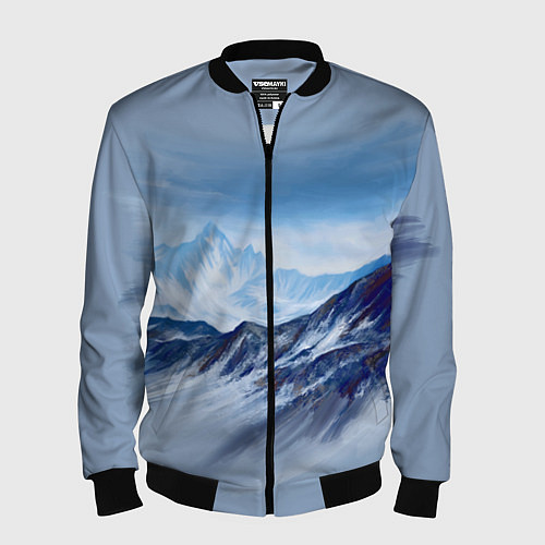 Мужской бомбер Серо-голубые горы / 3D-Черный – фото 1