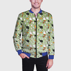 Бомбер мужской Много рисованных котов узор, цвет: 3D-синий — фото 2