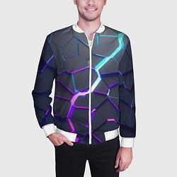 Бомбер мужской НЕОНОВЫЙ РАЗЛОМ 3Д РАЗЛОМ, цвет: 3D-белый — фото 2