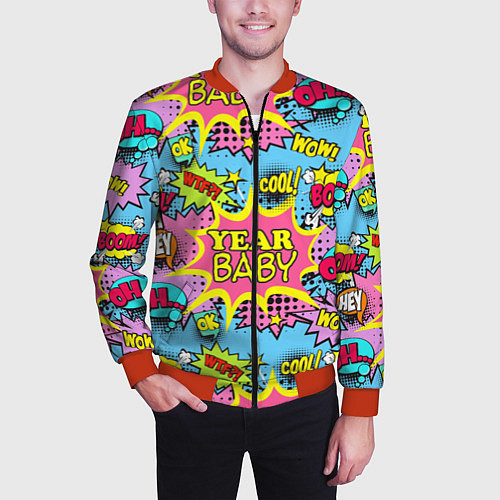 Мужской бомбер Year baby Pop art print / 3D-Красный – фото 3