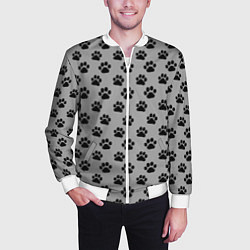 Бомбер мужской Следы лап, цвет: 3D-белый — фото 2