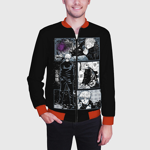 Мужской бомбер Сатору Гото Магическая битва / 3D-Красный – фото 3