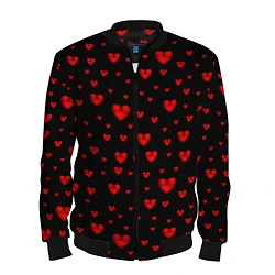 Бомбер мужской Красные сердца, цвет: 3D-черный