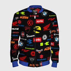 Бомбер мужской Motorcycle pattern Мото паттерн Z, цвет: 3D-синий