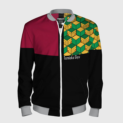 Мужской бомбер Гию Томиока Kimetsu no Yaiba / 3D-Меланж – фото 1