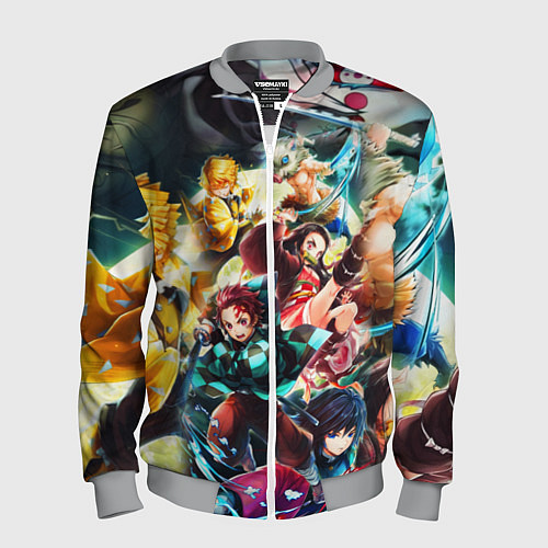 Мужской бомбер КЛИНОК РАССЕКАЮЩИЙ ДЕМОНОВ ПЕРСОНАЖИ / 3D-Меланж – фото 1