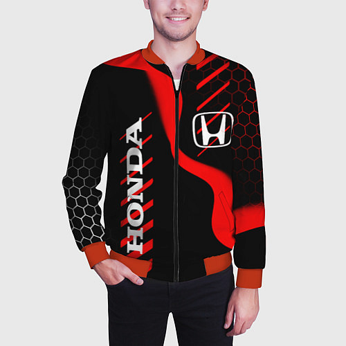 Мужской бомбер HONDA ХОНДА СПОРТ / 3D-Красный – фото 3