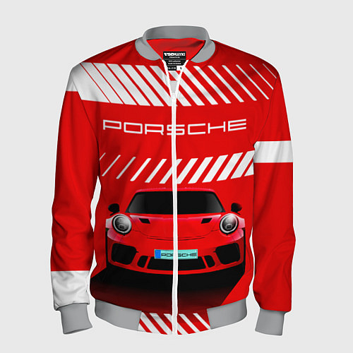 Мужской бомбер PORSCHE ПОРШЕ RED STYLE / 3D-Меланж – фото 1