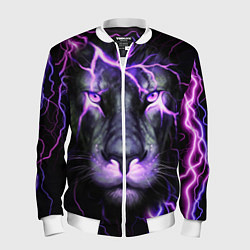 Бомбер мужской НЕОНОВЫЙ ЛЕВ NEON LION, цвет: 3D-белый