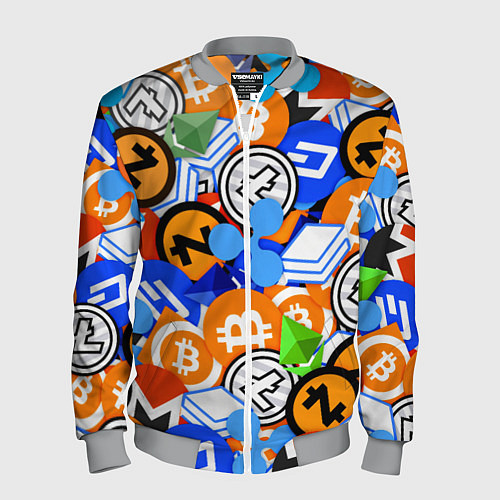 Мужской бомбер КРИПТОВАЛЮТЫ CRYPTOCURRENCY / 3D-Меланж – фото 1