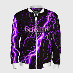 Бомбер мужской GENSHIN IMPACT МОЛНИЯ НЕОН, цвет: 3D-белый