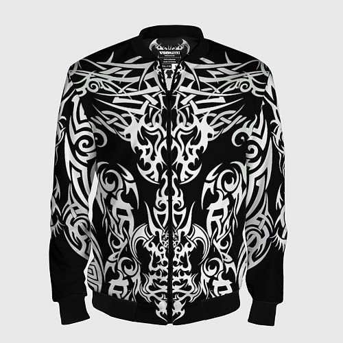 Мужской бомбер ТАТУ ЧЕРНО БЕЛОЕ УЗОР / 3D-Черный – фото 1