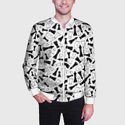 Бомбер мужской Шахматы, цвет: 3D-белый — фото 2