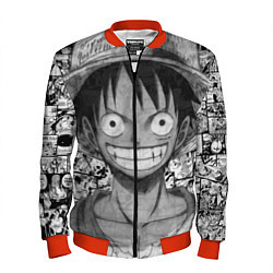 Бомбер мужской Луфи улыбается one piece, цвет: 3D-красный