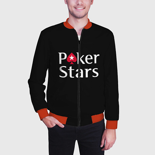 Мужской бомбер Poker Stars / 3D-Красный – фото 3