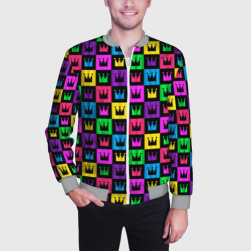 Мужской бомбер Король / 3D-Меланж – фото 3