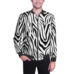Бомбер мужской Черно-белая зебра, цвет: 3D-черный — фото 2