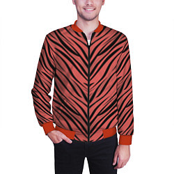 Бомбер мужской Полосатый тигровый узор, цвет: 3D-красный — фото 2