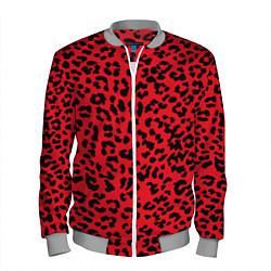 Бомбер мужской Леопард Красный, цвет: 3D-меланж