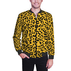 Бомбер мужской Леопард желтый, цвет: 3D-черный — фото 2