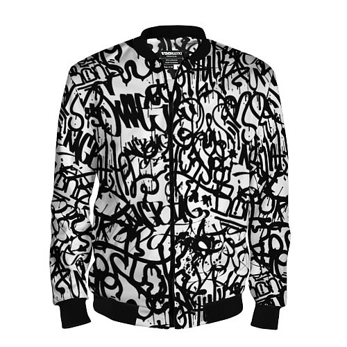 Мужской бомбер Graffiti black on white / 3D-Черный – фото 1