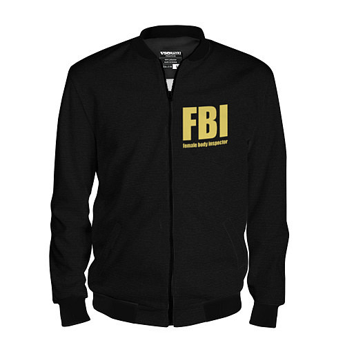 Мужской бомбер FBI Female Body Inspector / 3D-Черный – фото 1