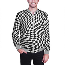 Бомбер мужской Черно-белая клетка Black and white squares, цвет: 3D-меланж — фото 2