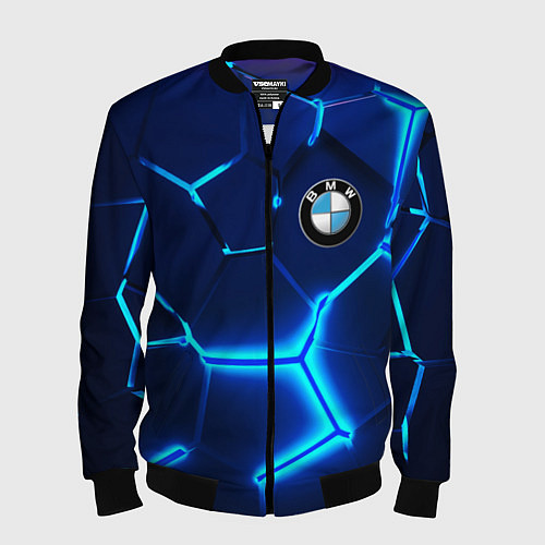 Мужской бомбер BMW LOGO 3Д ПЛИТЫ ГЕОМЕТРИЯ / 3D-Черный – фото 1