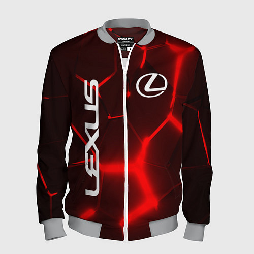 Мужской бомбер ЛЕКСУС КРАСНЫЕ 3Д ПЛИТЫ / 3D-Меланж – фото 1