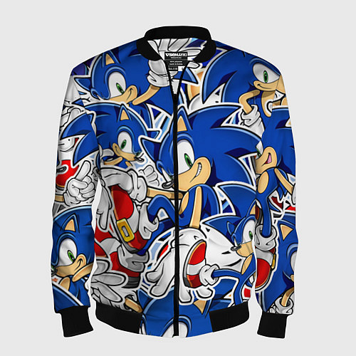 Мужской бомбер SONIC ПАТТЕРН СОНИК / 3D-Черный – фото 1