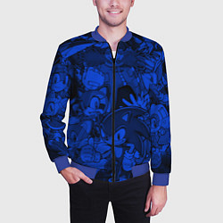 Бомбер мужской SONIC BLUE PATTERN СИНИЙ ЁЖ, цвет: 3D-синий — фото 2