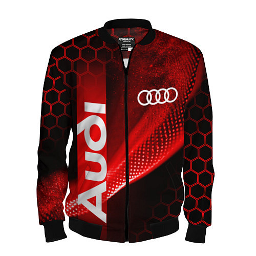 Мужской бомбер AUDI АУДИ SPORT СПОРТ RED AND BLACK / 3D-Черный – фото 1