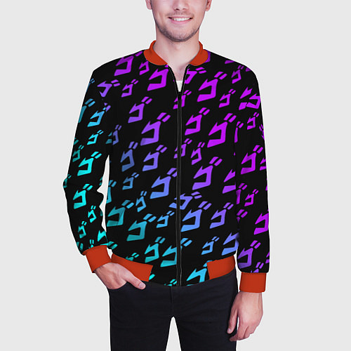 Мужской бомбер JOJOS BIZARRE ADVENTURE NEON PATTERN НЕОН УЗОР / 3D-Красный – фото 3