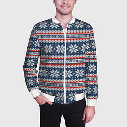 Бомбер мужской Knitted Christmas Pattern, цвет: 3D-белый — фото 2