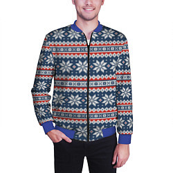 Бомбер мужской Knitted Christmas Pattern, цвет: 3D-синий — фото 2