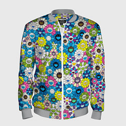 Бомбер мужской Takashi Murakami Улыбающиеся цветы, цвет: 3D-меланж
